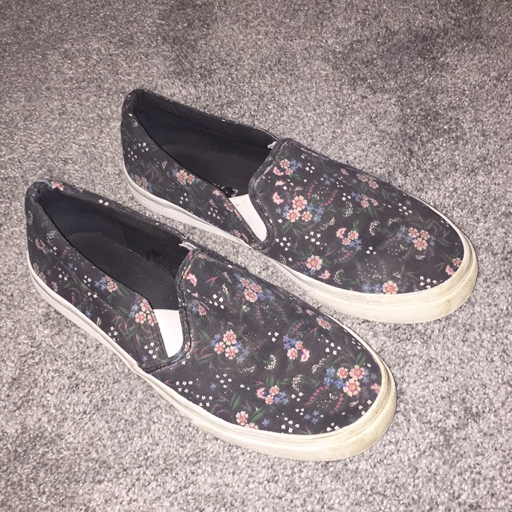 floral slip-on shoes